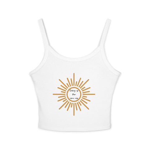 Sunny Vibes Women's Spaghetti Strap Tank Top | Motivational Graphic Tee