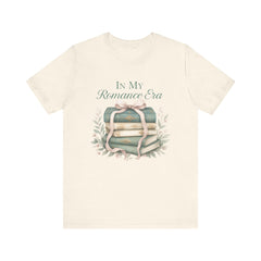 Romance Era Unisex Tee with Books and Bow Design