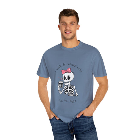 Unisex Skeleton Coffee T-Shirt - Perfect for Coffee Lovers & Halloween