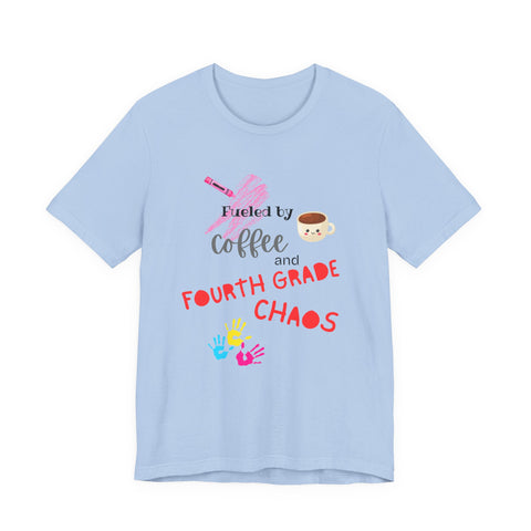 Coffee & Fourth Grade Chaos Tee, Teacher Gift Shirt, Funny Teacher T-Shirt, Classroom Humor, Back to School Apparel, Unisex Teacher Tee