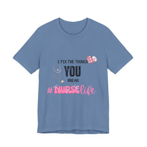 Nurse Life Tee with Stethoscope and Heart Graphic