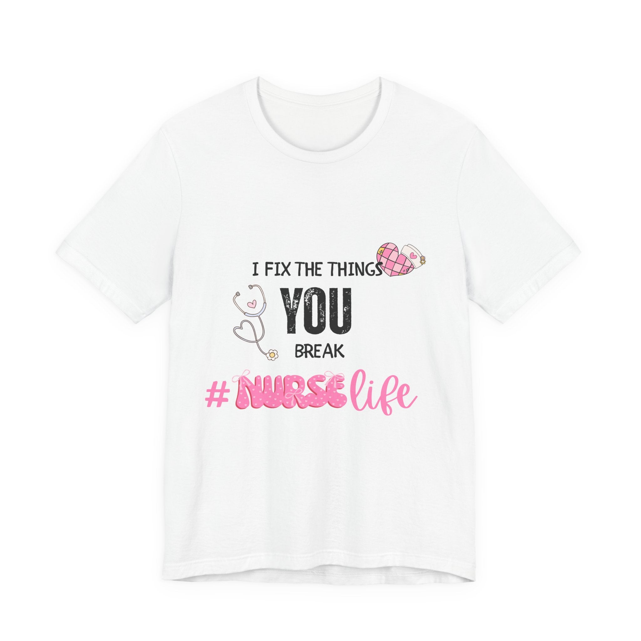 Nurse Life Tee with Stethoscope and Heart Graphic