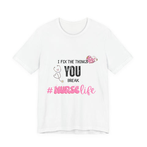 Nurse Life Tee with Stethoscope and Heart Graphic