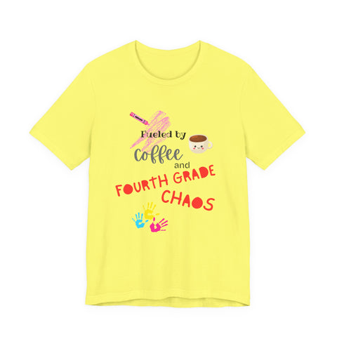 Coffee & Fourth Grade Chaos Tee, Teacher Gift Shirt, Funny Teacher T-Shirt, Classroom Humor, Back to School Apparel, Unisex Teacher Tee
