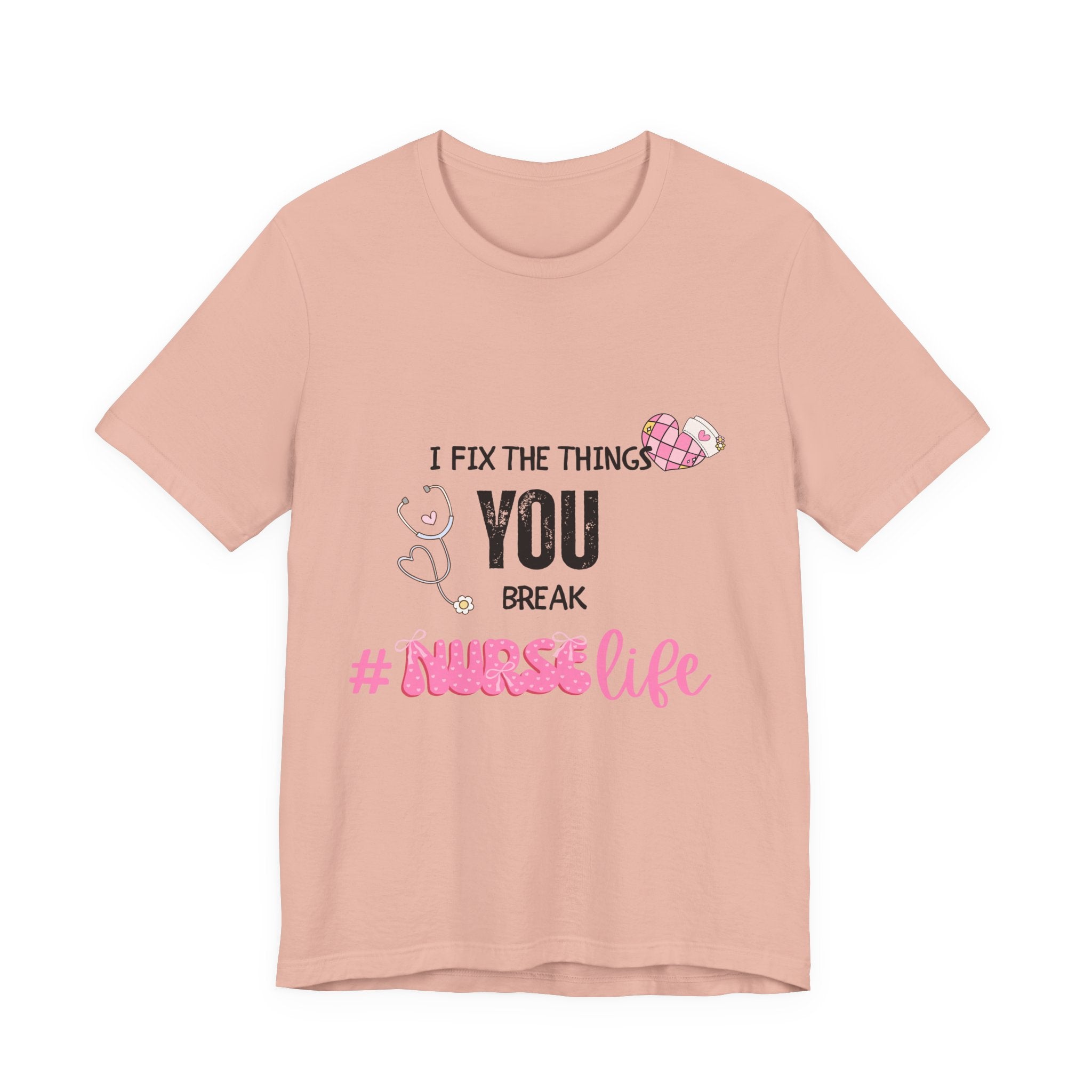 Nurse Life Tee with Stethoscope and Heart Graphic
