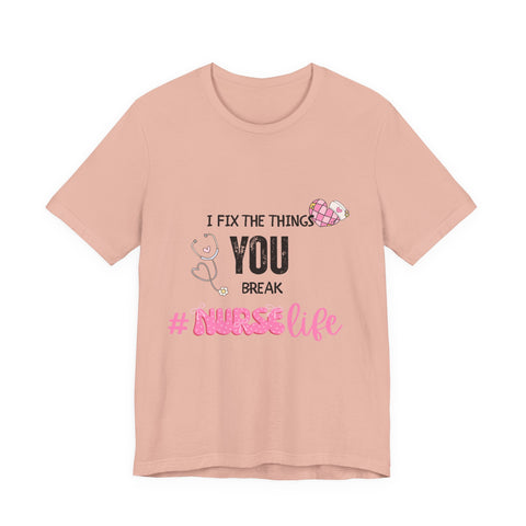 Nurse Life Tee with Stethoscope and Heart Graphic
