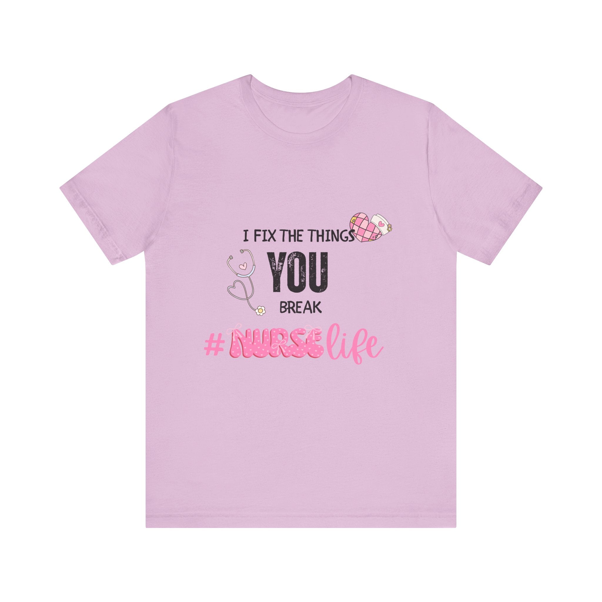 Nurse Life Tee with Stethoscope and Heart Graphic