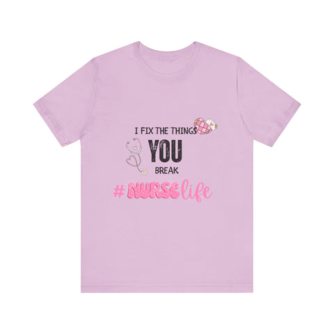 Nurse Life Tee with Stethoscope and Heart Graphic