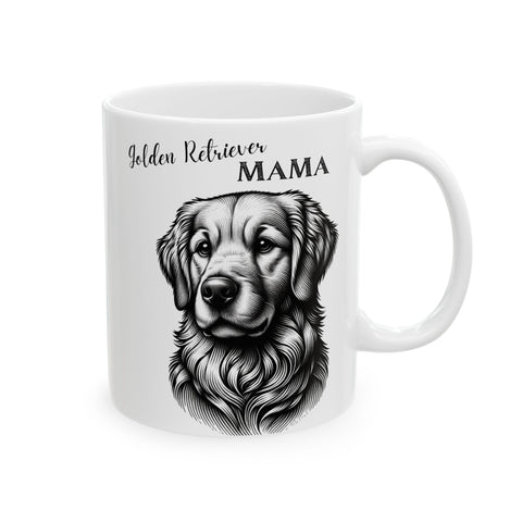 Mug - Cute Golden Retriever Face with Golden Retriever Mama Ceramic Mug (11oz, 15oz)