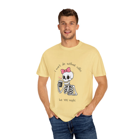 Unisex Skeleton Coffee T-Shirt - Perfect for Coffee Lovers & Halloween