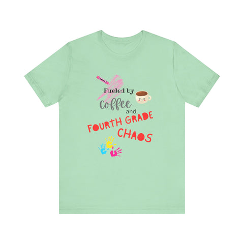 Coffee & Fourth Grade Chaos Tee, Teacher Gift Shirt, Funny Teacher T-Shirt, Classroom Humor, Back to School Apparel, Unisex Teacher Tee