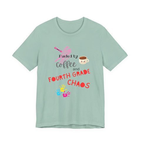 Coffee & Fourth Grade Chaos Tee, Teacher Gift Shirt, Funny Teacher T-Shirt, Classroom Humor, Back to School Apparel, Unisex Teacher Tee
