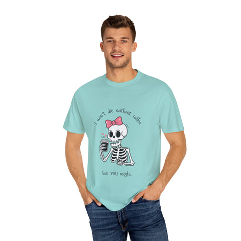 Unisex Skeleton Coffee T-Shirt - Perfect for Coffee Lovers & Halloween