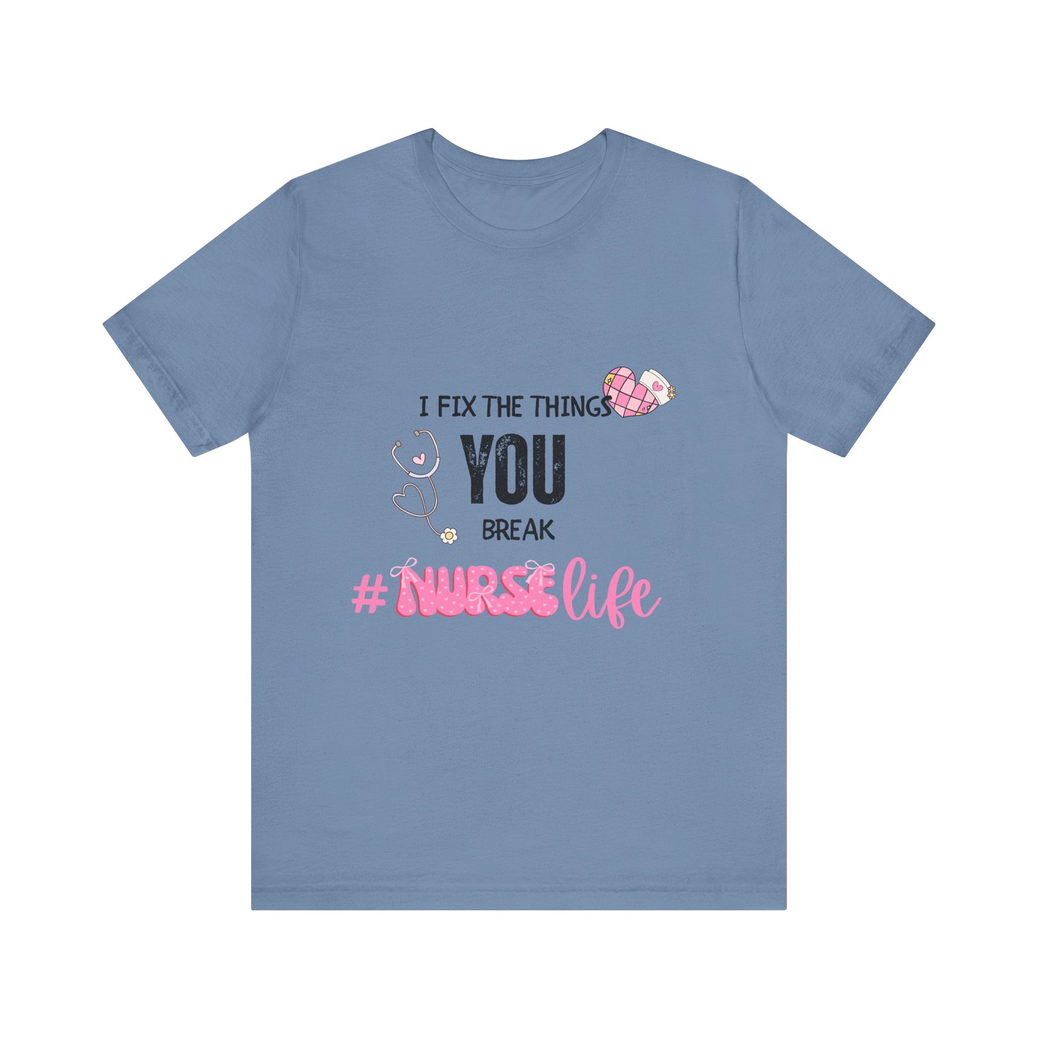 Nurse Life Tee with Stethoscope and Heart Graphic