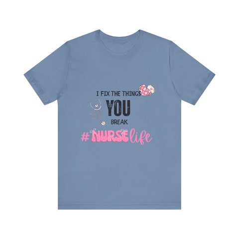 Nurse Life Tee with Stethoscope and Heart Graphic