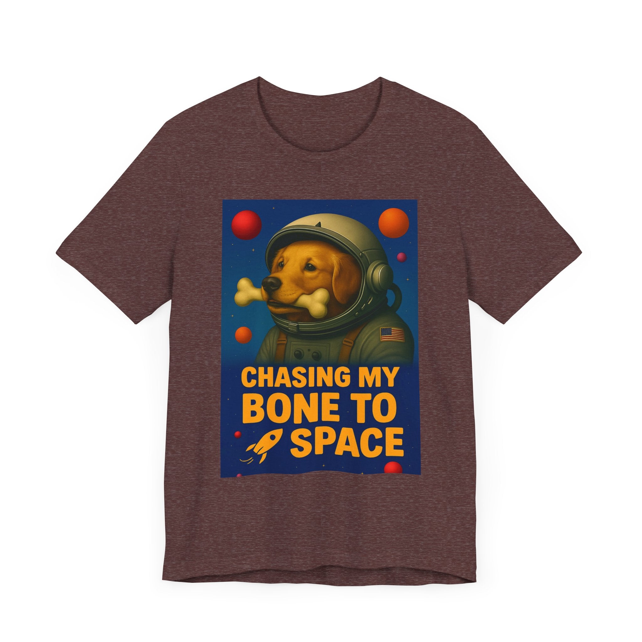 Astronaut Dog Graphic Tee - "Chasing a Bone to Space" - Fun Unisex Jersey Shirt for Dog Lovers