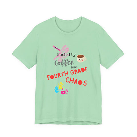 Coffee & Fourth Grade Chaos Tee, Teacher Gift Shirt, Funny Teacher T-Shirt, Classroom Humor, Back to School Apparel, Unisex Teacher Tee