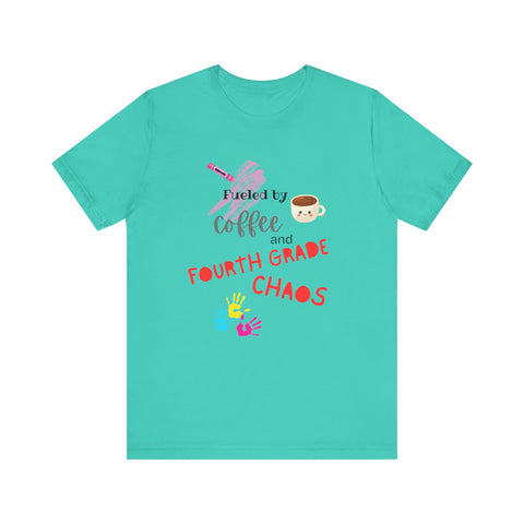 Coffee & Fourth Grade Chaos Tee, Teacher Gift Shirt, Funny Teacher T-Shirt, Classroom Humor, Back to School Apparel, Unisex Teacher Tee
