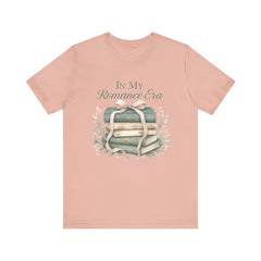 Romance Era Unisex Tee with Books and Bow Design