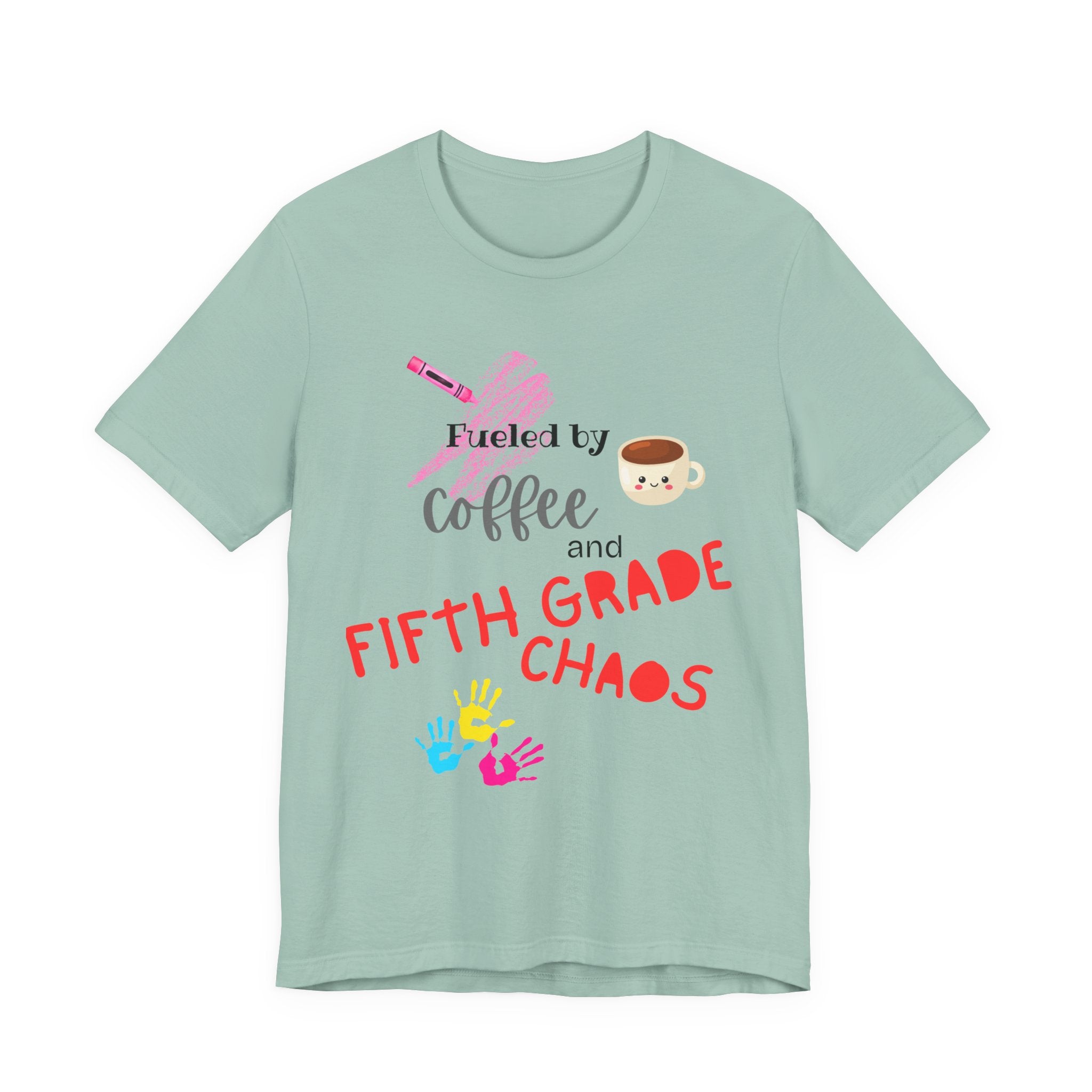 Unisex Tee: Fueled by Coffee and Fifth Grade Chaos - Perfect for Teachers, Back to School, Teacher Gifts, Classroom Humor, Fun [...]