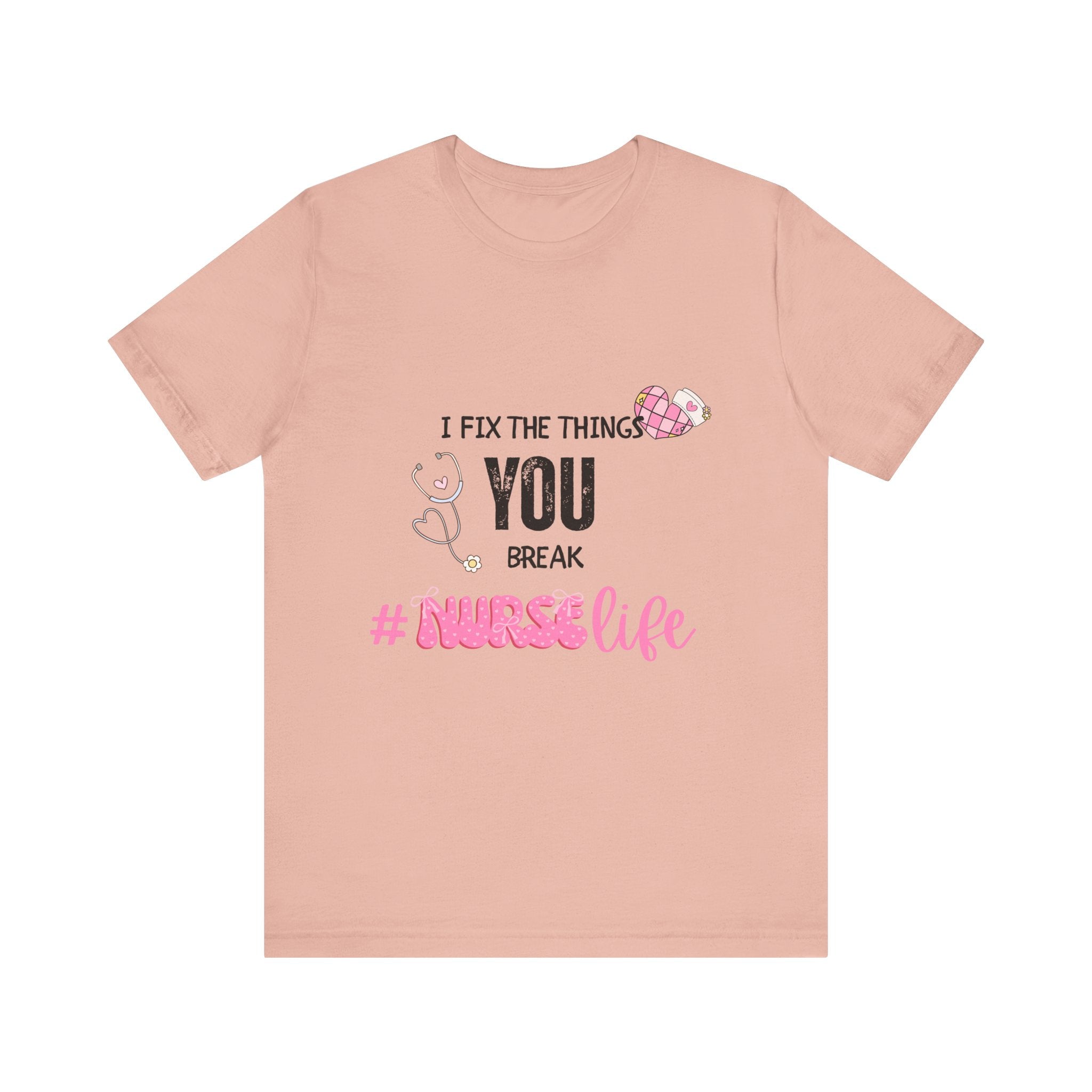 Nurse Life Tee with Stethoscope and Heart Graphic