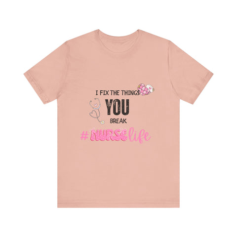 Nurse Life Tee with Stethoscope and Heart Graphic