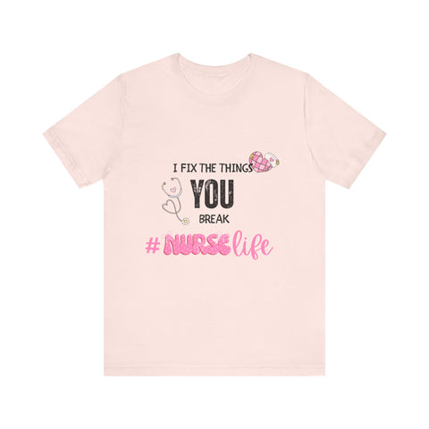 Nurse Life Tee with Stethoscope and Heart Graphic
