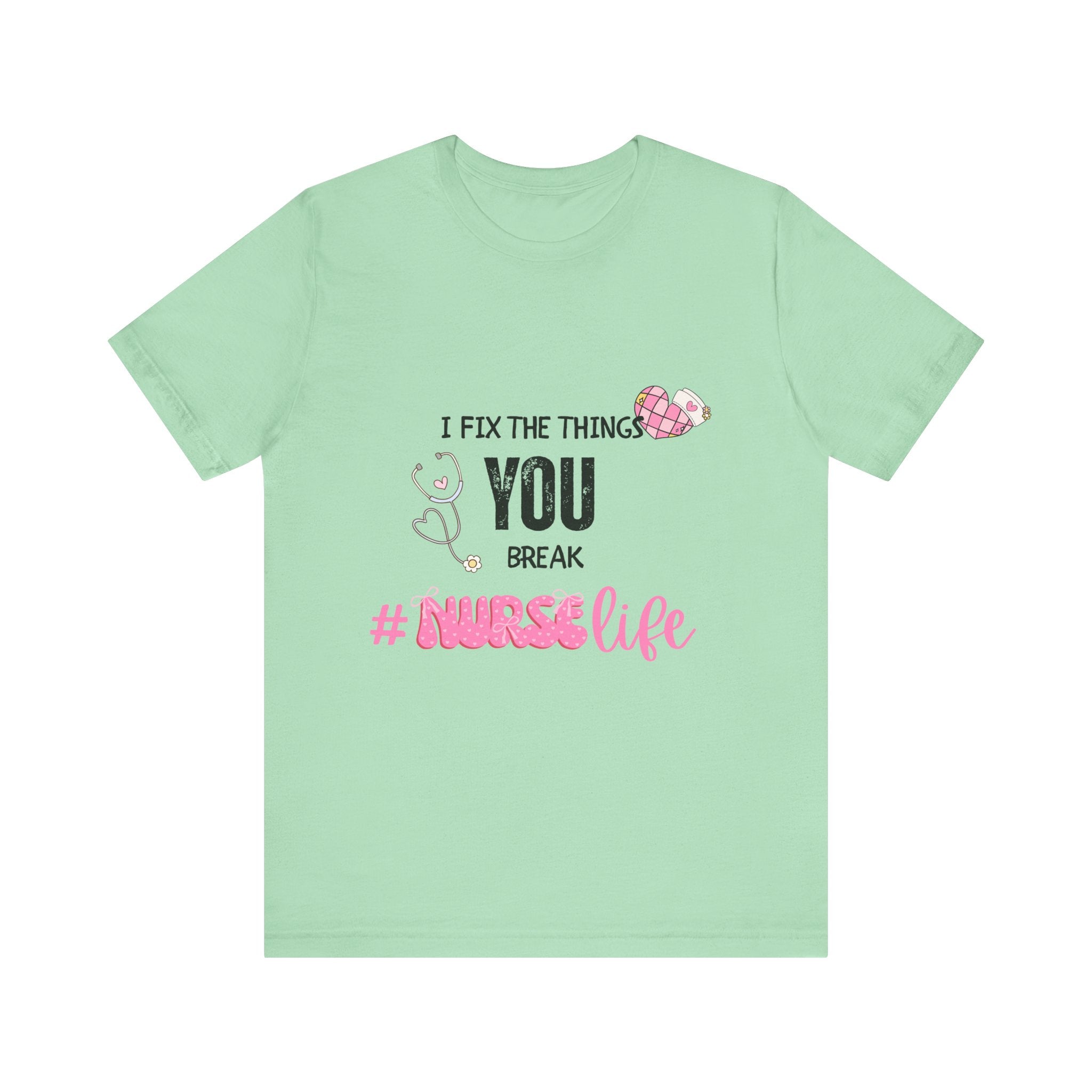 Nurse Life Tee with Stethoscope and Heart Graphic