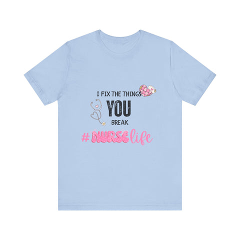 Nurse Life Tee with Stethoscope and Heart Graphic