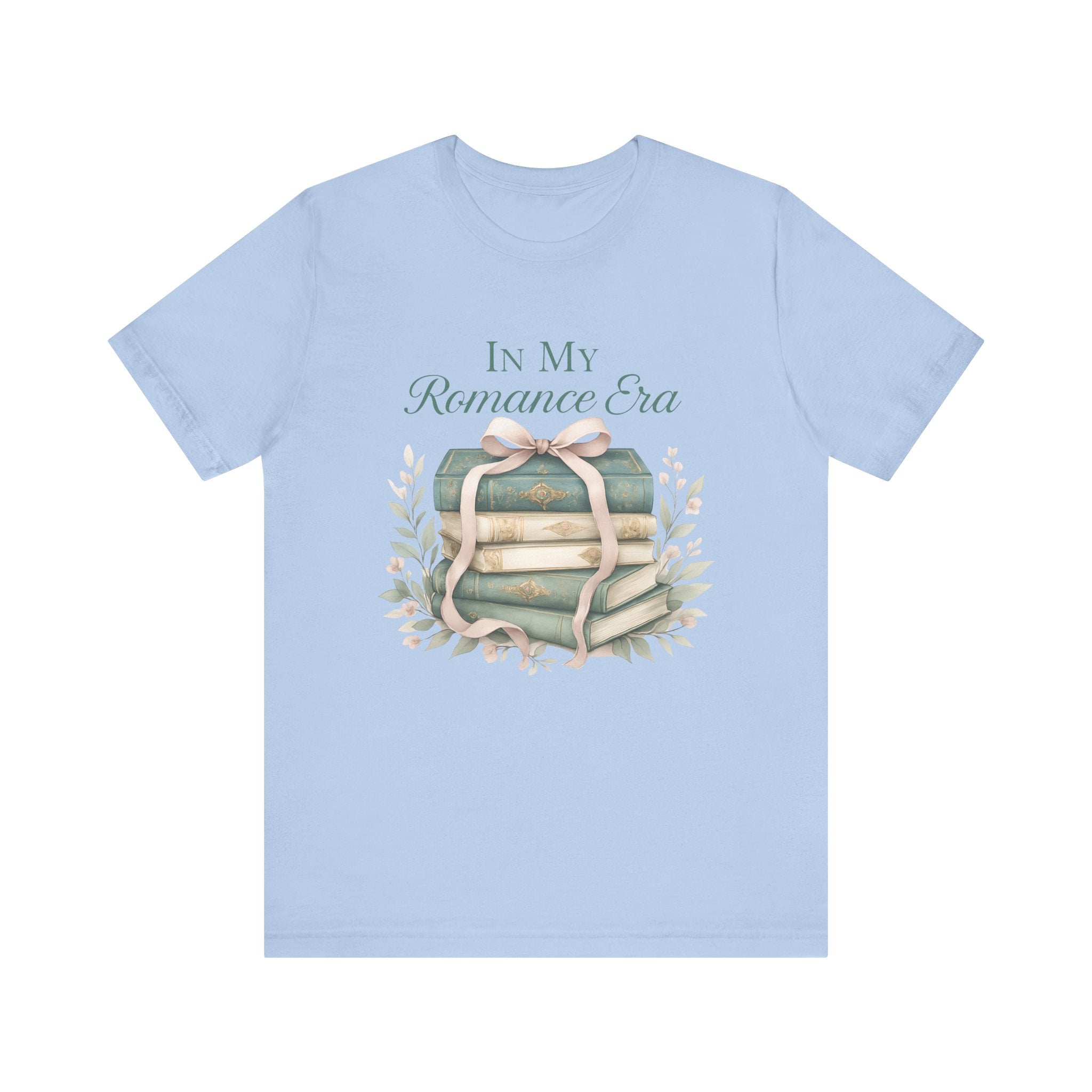 Romance Era Unisex Tee with Books and Bow Design