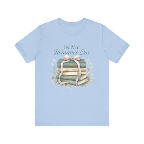 Romance Era Unisex Tee with Books and Bow Design