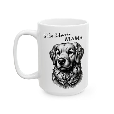 Mug - Cute Golden Retriever Face with Golden Retriever Mama Ceramic Mug (11oz, 15oz)