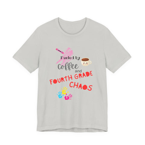 Coffee & Fourth Grade Chaos Tee, Teacher Gift Shirt, Funny Teacher T-Shirt, Classroom Humor, Back to School Apparel, Unisex Teacher Tee