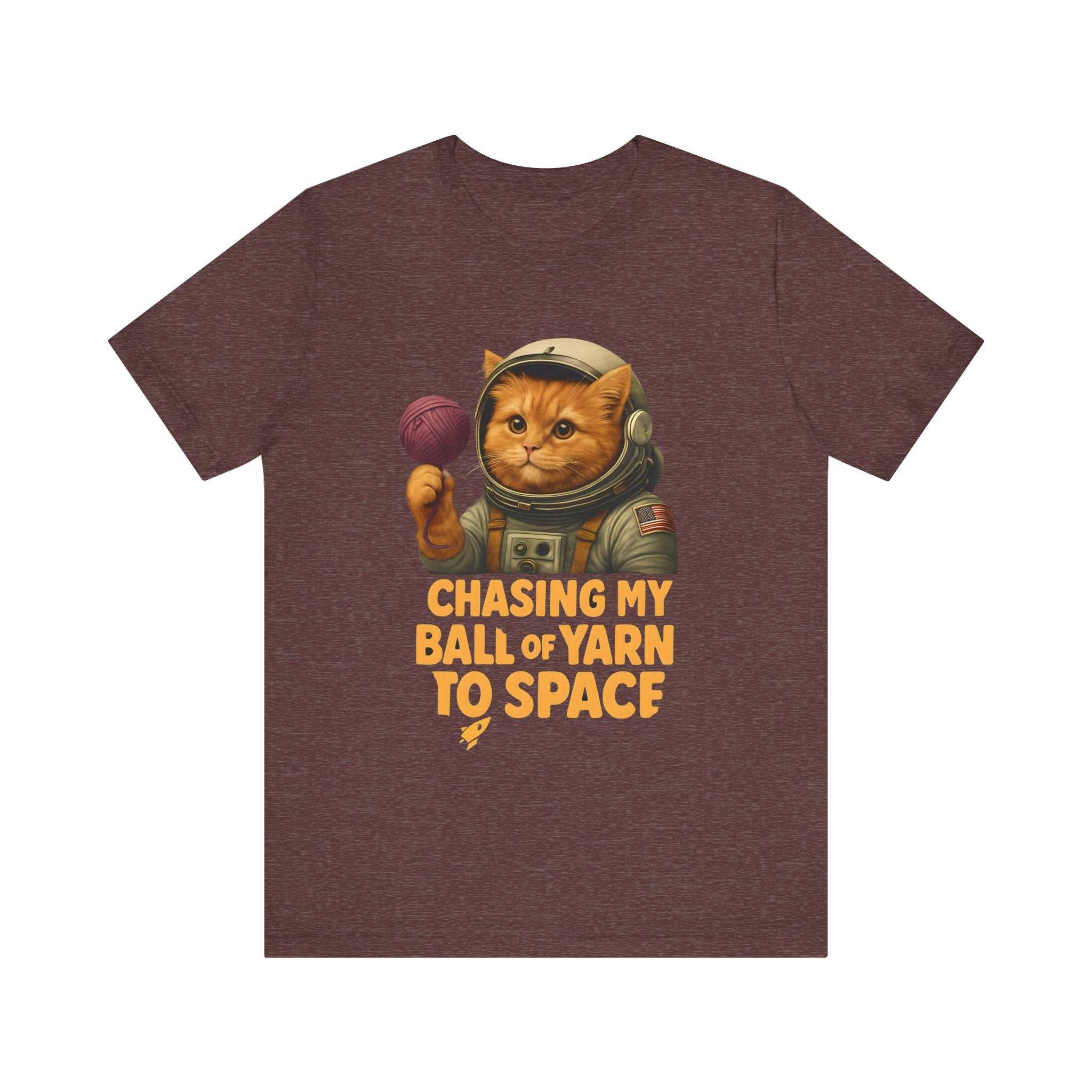 Astronaut Cat Tee - "Chasing My Ball of Yarn to Space" Unisex Jersey Short Sleeve T-Shirt