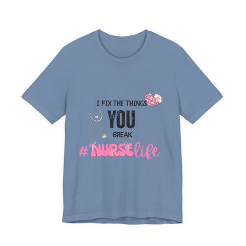 Nurse Life Tee with Stethoscope and Heart Graphic