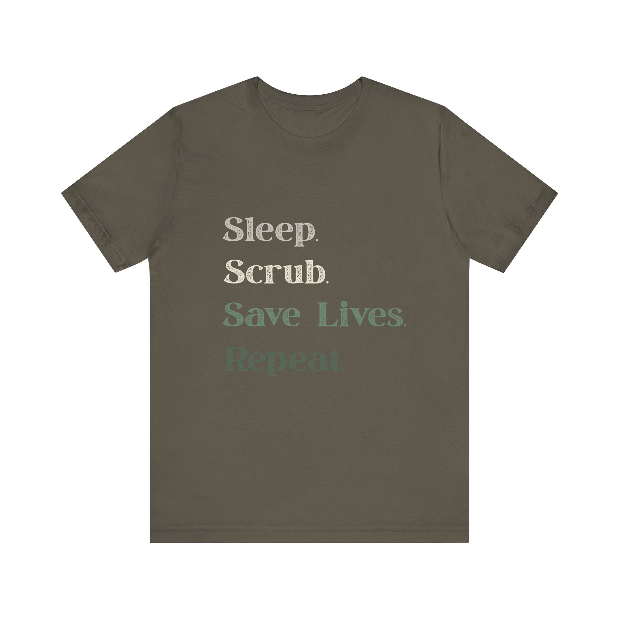 Healthcare Worker Unisex Tee - 'sleep, scrub, save lives, repeat'