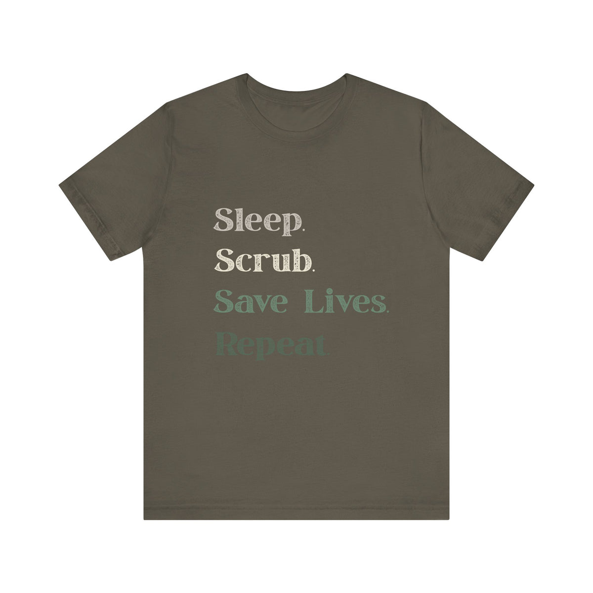 Healthcare Worker Unisex Tee - 'sleep, scrub, save lives, repeat'