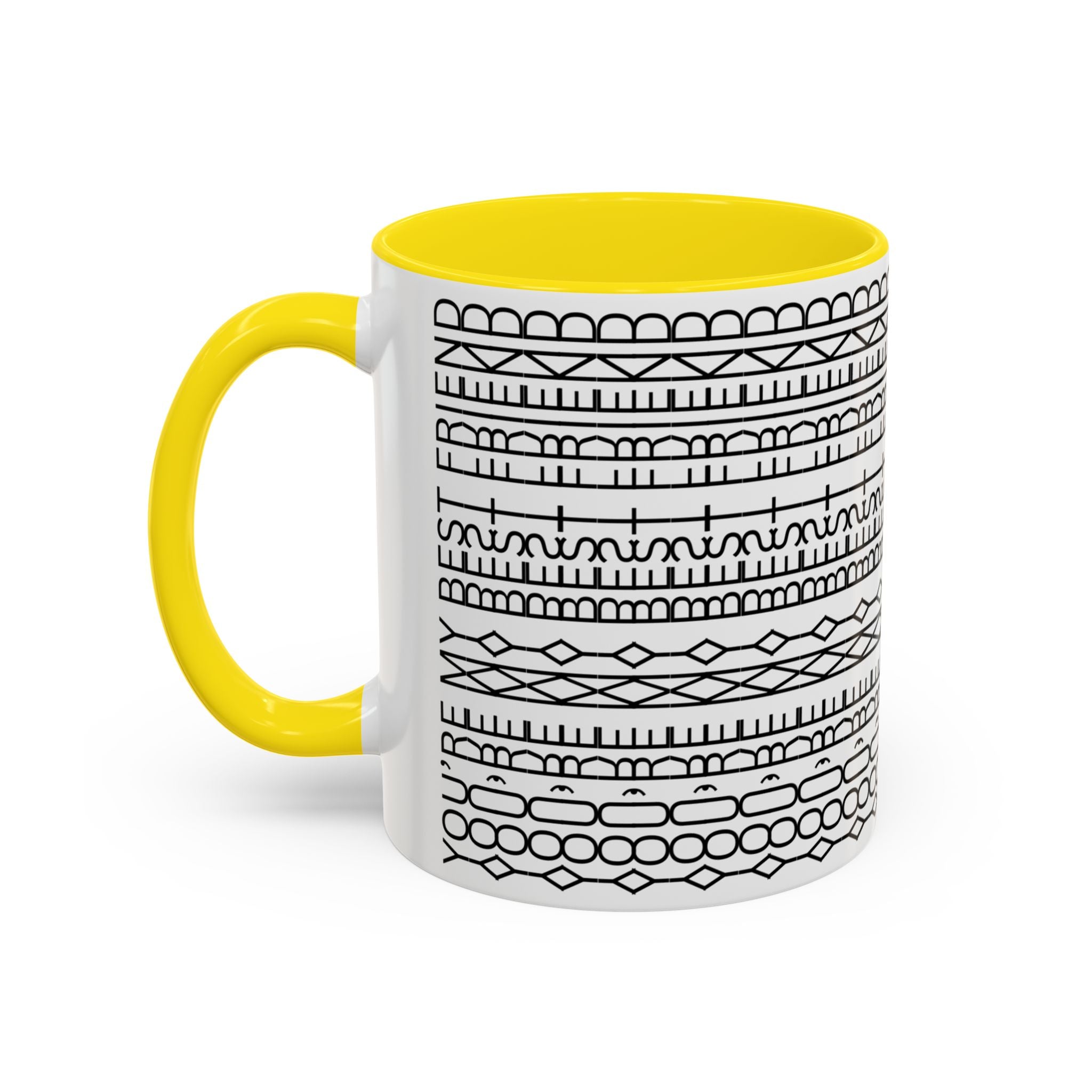 You're My Best Friend Stylish Accent Coffee Mug - Modern Design, Home Decor, Gift for Coffee Lovers, Unique Mug for Birthdays, Black and White Pattern