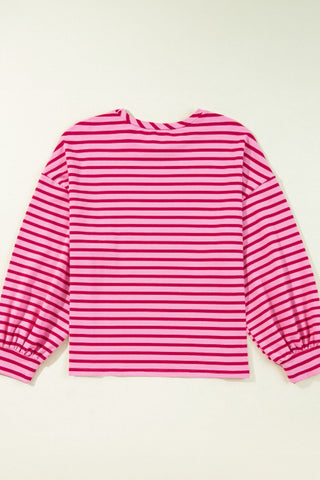 Striped Round Neck Long Sleeve Sweatshirt