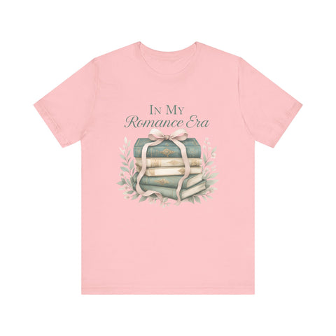 Romance Era Unisex Tee with Books and Bow Design